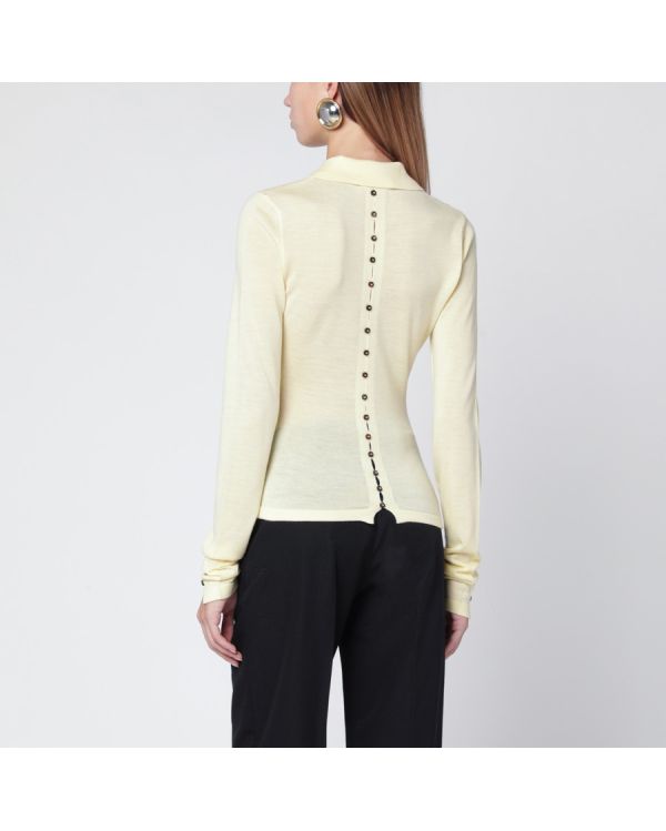 LE POLO MERINOS MANCHES LONGUES JAUNE PÂLE 2