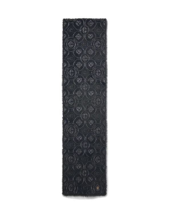 FLUFFY MONOGRAM MOHAIR SCARF GREY