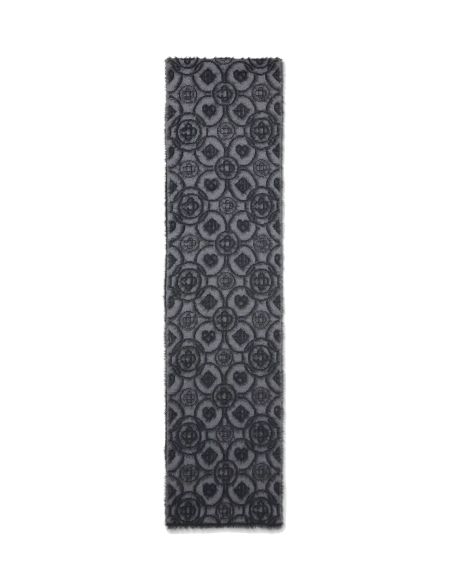 FLUFFY MONOGRAM MOHAIR SCARF GREY