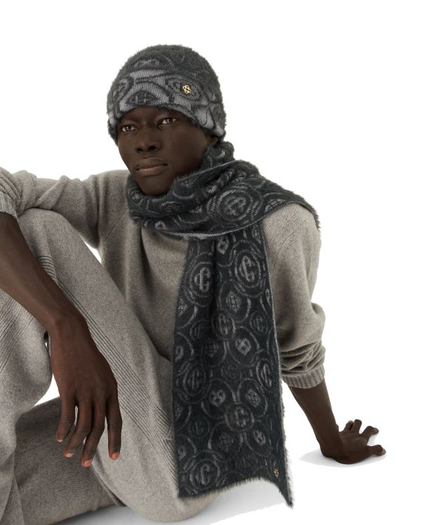 FLUFFY MONOGRAM MOHAIR SCARF GREY 2