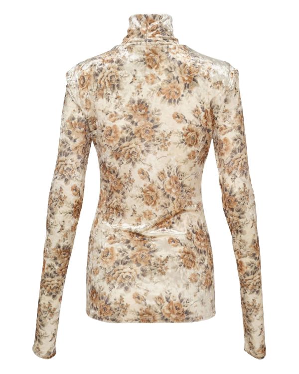 PRINTED VELVET TURTLENECK SWEATER WITH CREAM TRIM 2