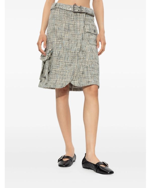 ALASKANBLUE TWEED SKIRT WITH BELT