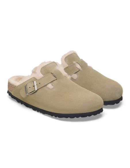BOSTON SHEARLING MULES LEVE TAUPE