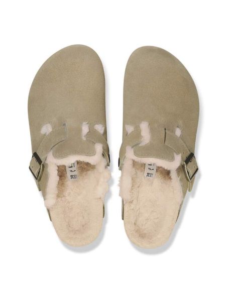 BOSTON SHEARLING MULES LEVE TAUPE