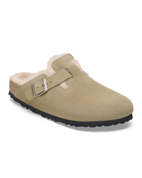 BOSTON SHEARLING MULES LEVE TAUPE