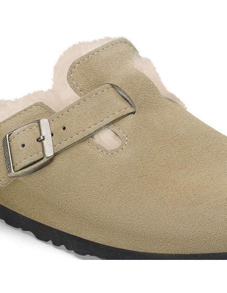 BOSTON SHEARLING MULES LEVE TAUPE
