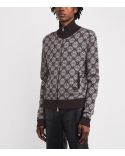 WOOL JACQUARD KNIT BROWN GREY BLUE