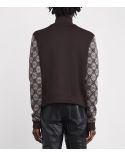 WOOL JACQUARD KNIT BROWN GREY BLUE