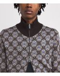 WOOL JACQUARD KNIT BROWN GREY BLUE