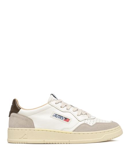 SNEAKERS MEDALIST FEMME CUIR ET DAIM BLANC ET BRUN