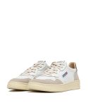 WOMEN'S MEDALIST SNEAKERS IN WHITE AND BROWN LEATHER AND SUEDE