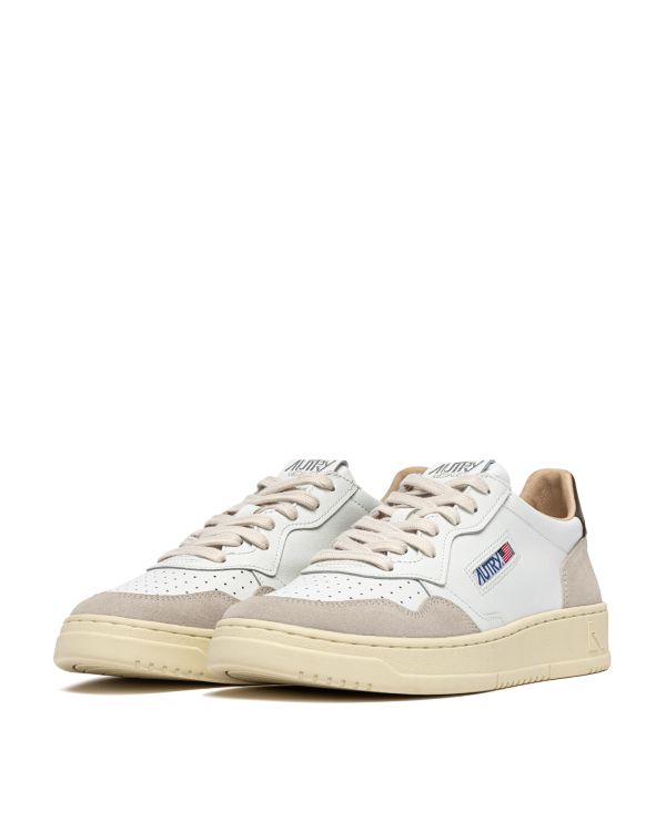 WOMEN'S MEDALIST SNEAKERS IN WHITE AND BROWN LEATHER AND SUEDE 2