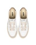 MEDALIST MEN'S LEATHER AND SUEDE SNEAKERS WHITE AND BROWN