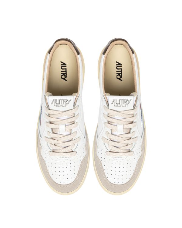 SNEAKERS MEDALIST HOMME CUIR ET DAIM BLANC ET BRUN