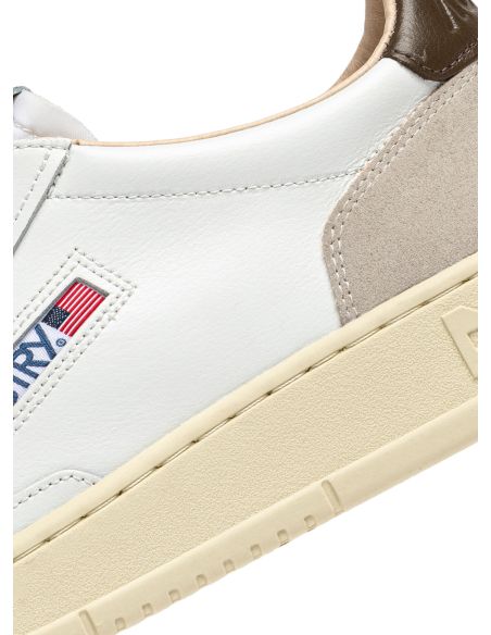 MEDALIST MEN'S LEATHER AND SUEDE SNEAKERS WHITE AND BROWN