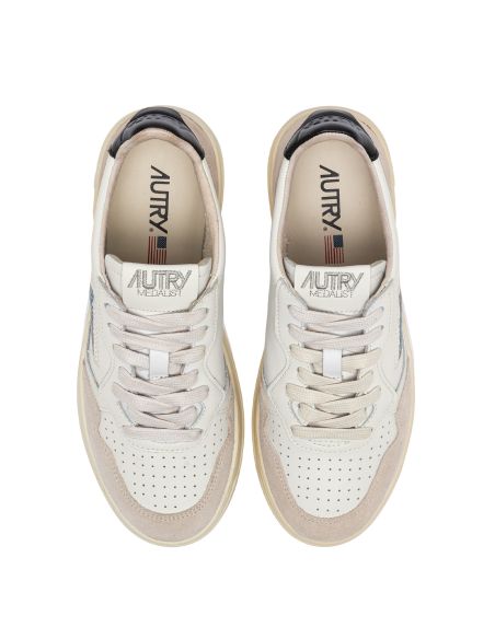 MEN'S MEDALIST SNEAKERS WHITE AND BLACK BEIGE SUEDE