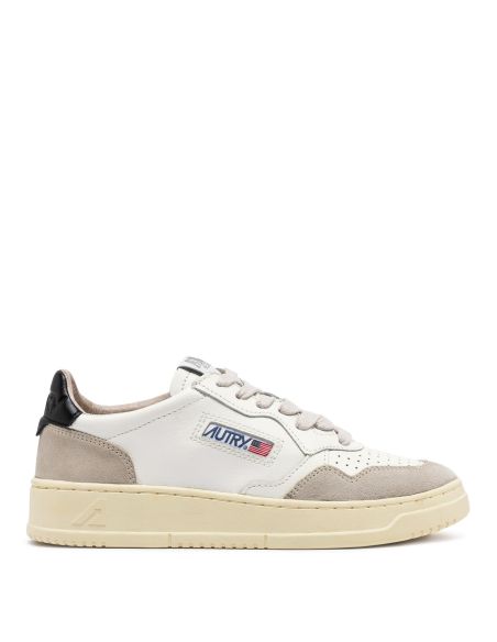 MEN'S MEDALIST SNEAKERS WHITE AND BLACK BEIGE SUEDE