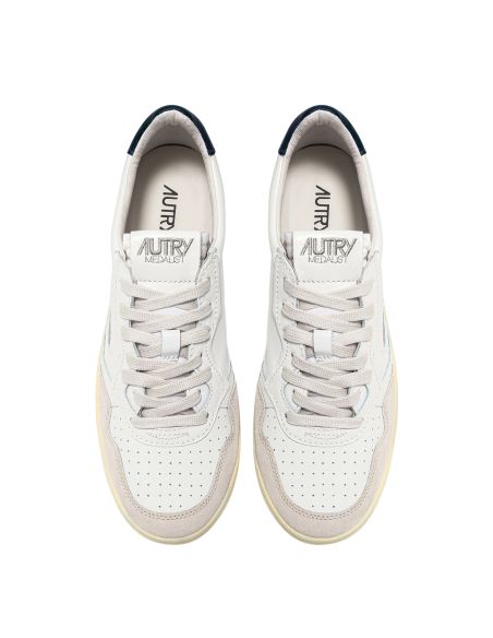 SNEAKERS MEDALIST HOMME BLANC ET BLEU DAIM BEIGE