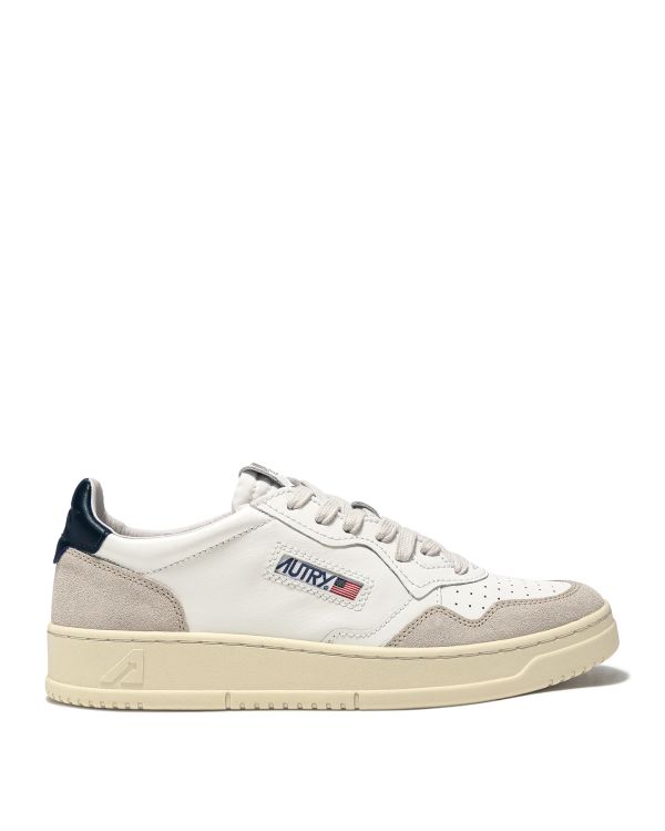 SNEAKERS MEDALIST HOMME BLANC ET BLEU DAIM BEIGE