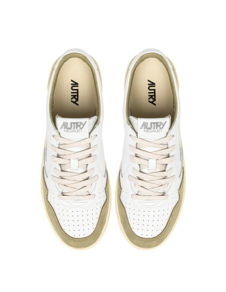 SNEAKERS MEDALIST HOMME CUIR BLANC ET DAIM GRAY GREEN