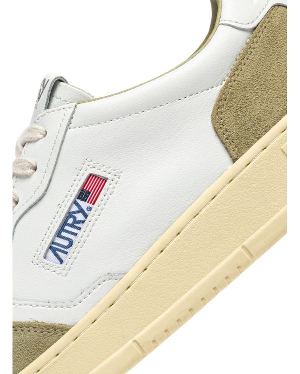 SNEAKERS MEDALIST HOMME CUIR BLANC ET DAIM GRAY GREEN