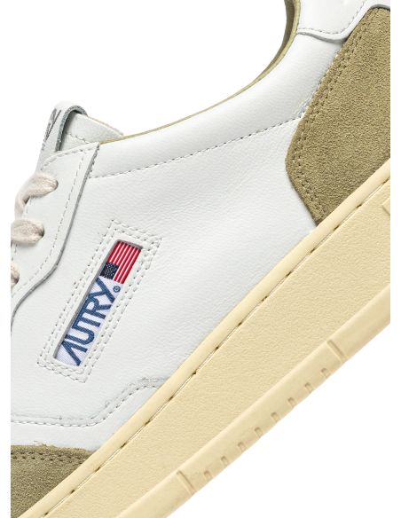SNEAKERS MEDALIST HOMME CUIR BLANC ET DAIM GRAY GREEN