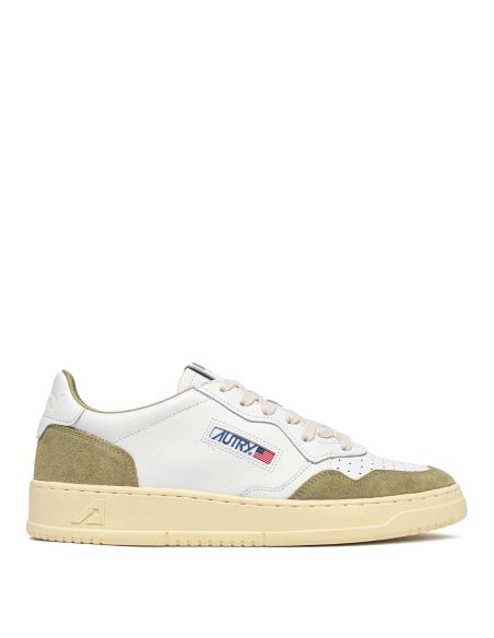 SNEAKERS MEDALIST HOMME CUIR BLANC ET DAIM GRAY GREEN