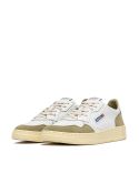 MEDALIST MEN'S WHITE LEATHER AND GRAY GREEN SUEDE SNEAKERS