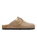 MULES BOSTON BIG BUCKLE SHEARLING TABACCO MARRON