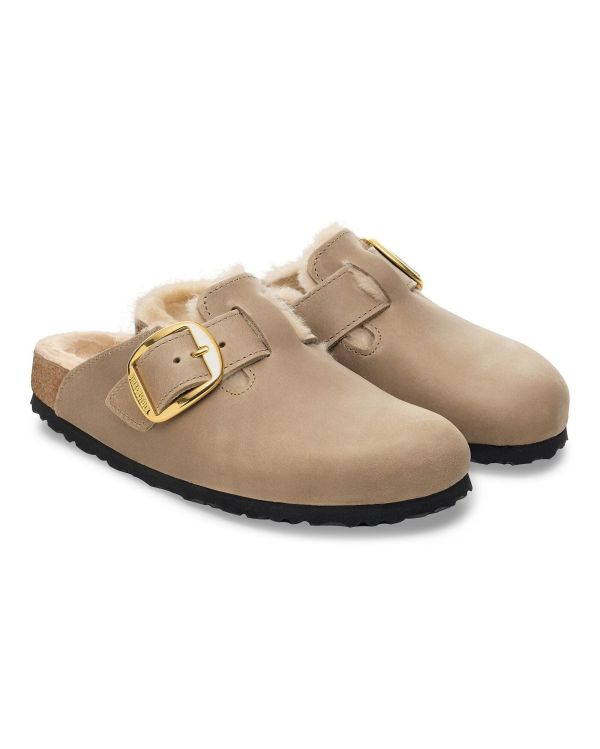 MULES BOSTON BIG BUCKLE SHEARLING TABACCO MARRON 2