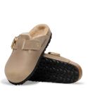 BOSTON BIG BUCKLE SHEARLING MULES TABACCO BROWN