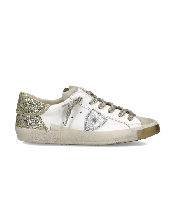 PRSX WOMEN WHITE, GOLD AND SEQUIN SNEAKERS