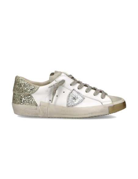 PRSX WOMEN WHITE, GOLD AND SEQUIN SNEAKERS
