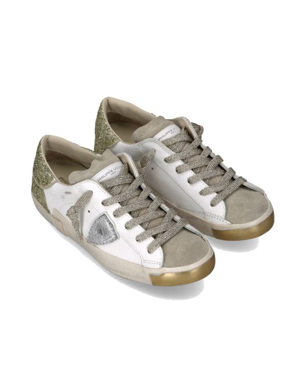 SNEAKERS PRSX FEMME BLANC OR ET PAILLETTE 2