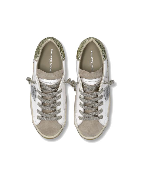 PRSX WOMEN WHITE, GOLD AND SEQUIN SNEAKERS