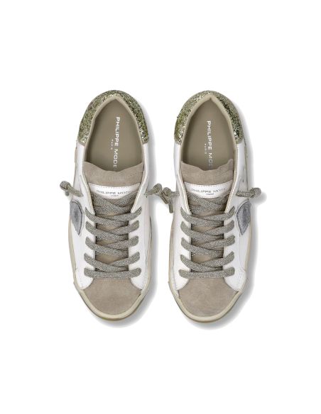 SNEAKERS PRSX FEMME BLANC OR ET PAILLETTE