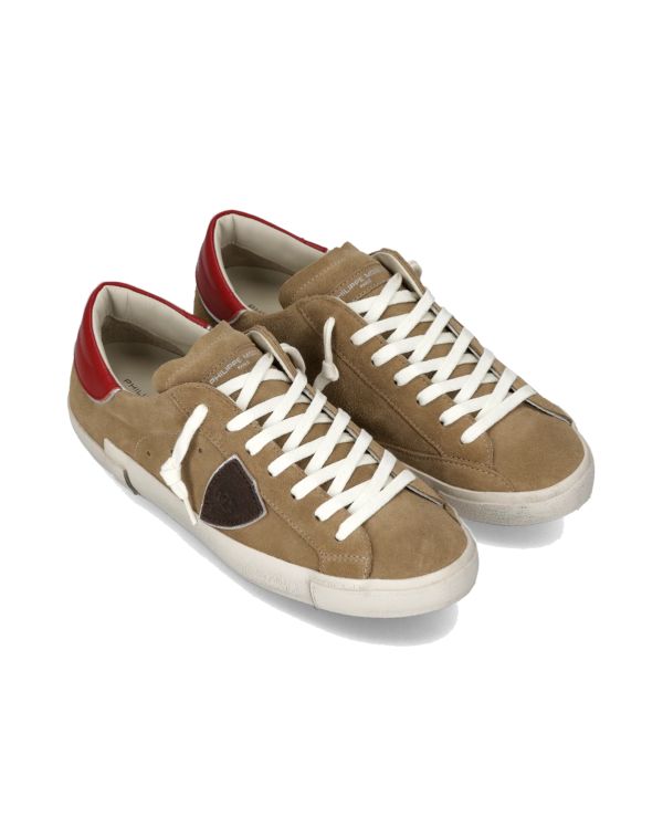 SNEAKERS PRSX HOMME BEIGE ET ROUGE 2