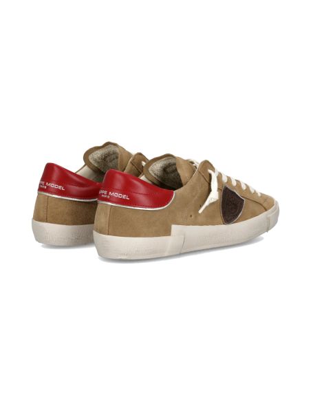 SNEAKERS PRSX HOMME BEIGE ET ROUGE