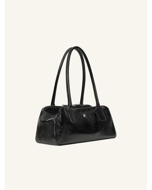 HANDBAG STRIP NAPLACK LEATHER BLACK