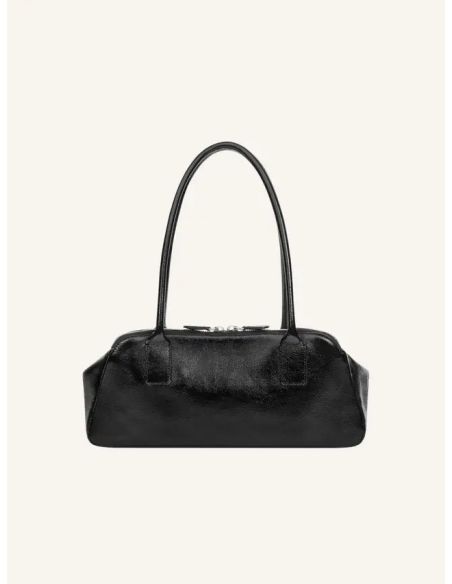 HANDBAG STRIP NAPLACK LEATHER BLACK