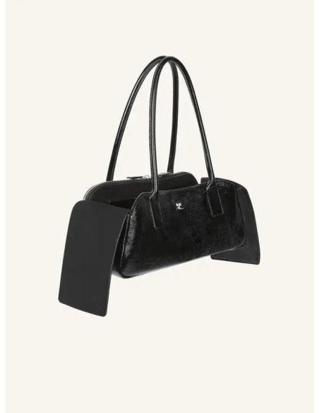 HANDBAG STRIP NAPLACK LEATHER BLACK
