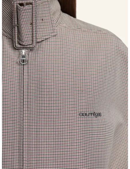 BOMBER JACKET BUCKLE HOUNDSTOOTH NATURAL / RED / BLACK