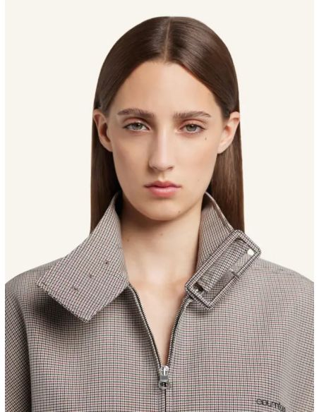 BOMBER JACKET BUCKLE HOUNDSTOOTH NATURAL / RED / BLACK