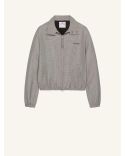 BOMBERJACKET HOUNDSTOOTH ZIPPED NATUREL / RED / BLACK
