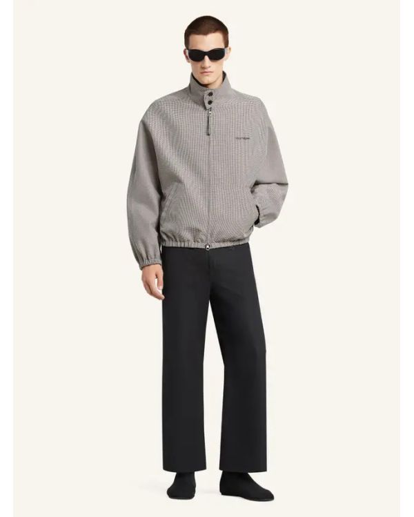 BOMBERJACKET HOUNDSTOOTH ZIPPED NATUREL / RED / BLACK