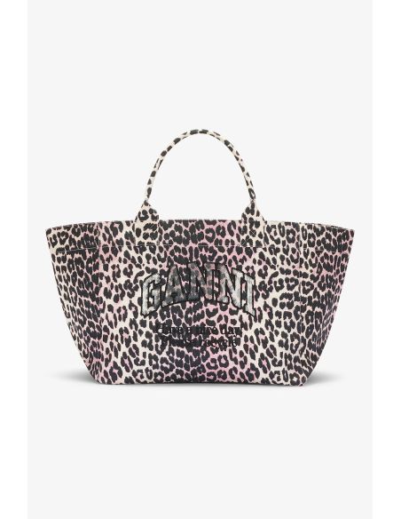 SAC FOURRE-TOUT XXL À SEQUINS LÉOPARD MAUVE