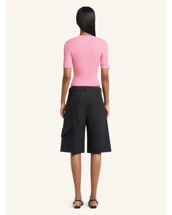 TSHIRT BUCKLE RIB KNIT PARTY PINK