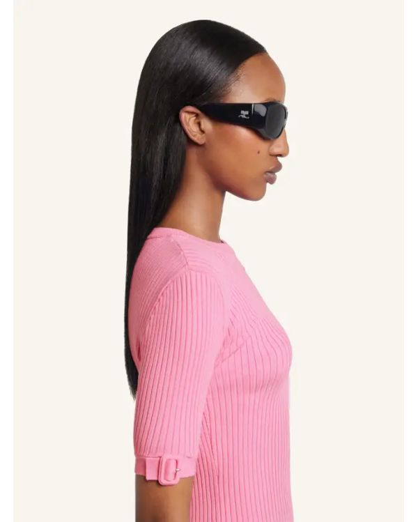 TSHIRT BUCKLE RIB KNIT PARTY PINK