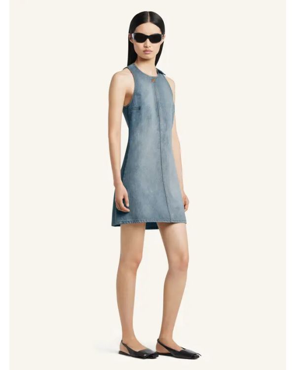 ROBE HÉRITAGE SANS MANCHES EN DENIM BLEU DÉLAVÉ 2