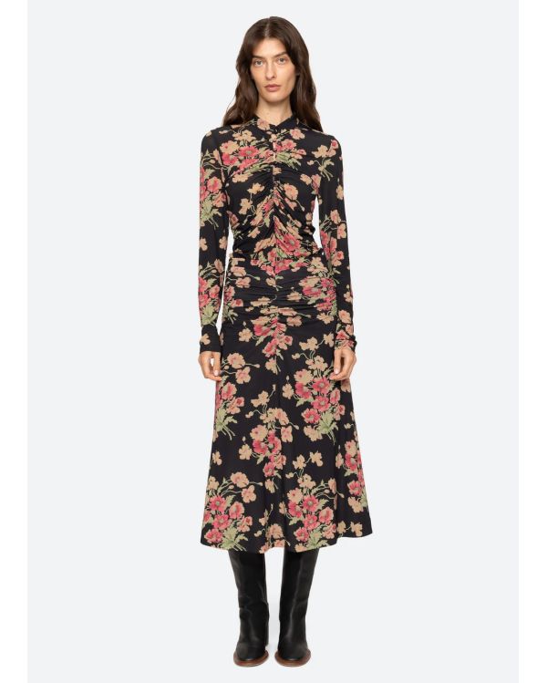 TOP CORNELIA L/S FLORAL PRINT BLACK